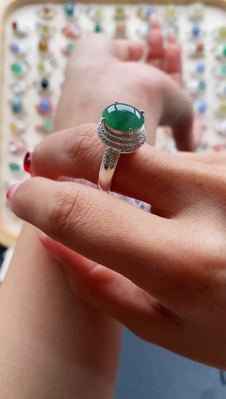 【闪购商品】翡翠戒指未镶嵌缅甸天然A货翡翠333 5+2