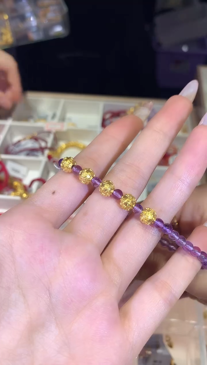 【闪购商品】定制足金手饰a39 铜钱紫珠