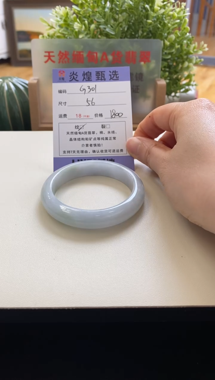 未镶嵌手镯翡翠圈口56编码g301