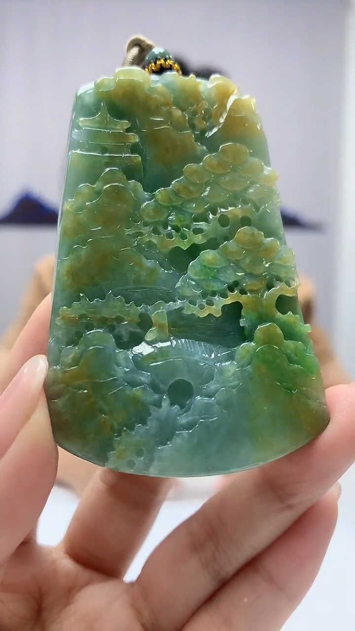 【闪购商品】定制翡翠未镶嵌4917kk-毛货挂件山水15