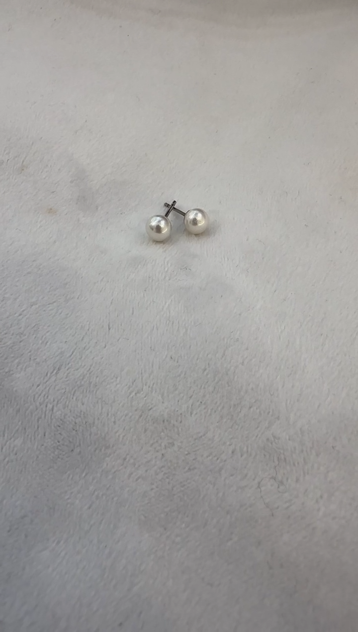 银S925镶嵌耳钉淡水珍珠时****店5-6天然淡水珍珠耳钉