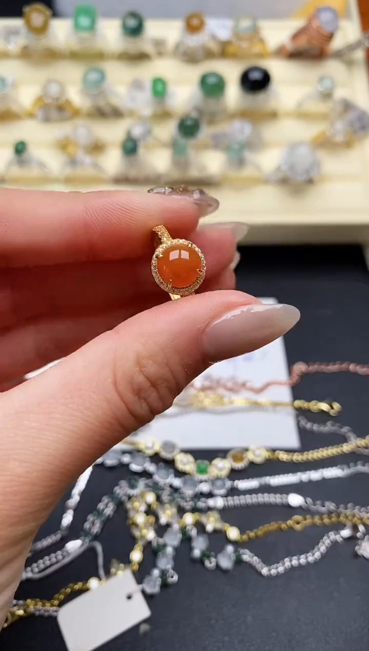 【闪购商品】翡翠戒指银S925镶嵌缅甸翡翠3  4+9
