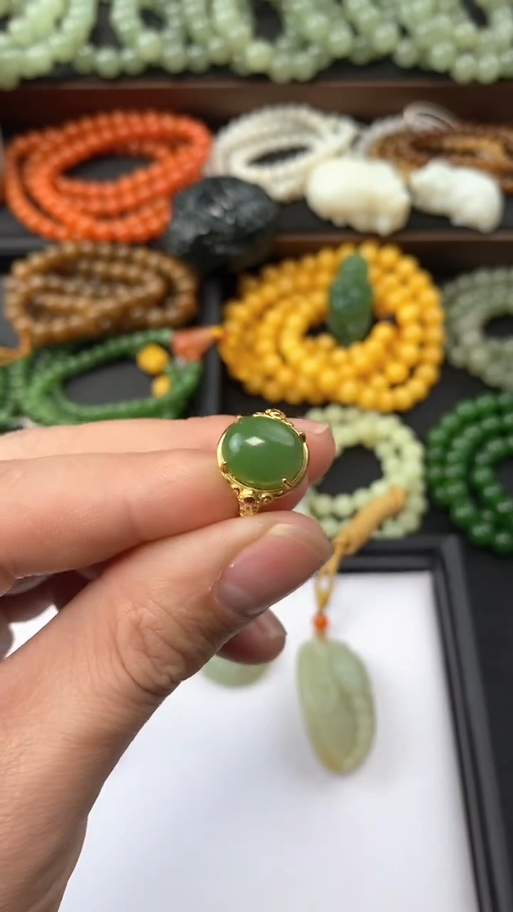 【闪购商品】和田玉戒指银S925镶嵌1