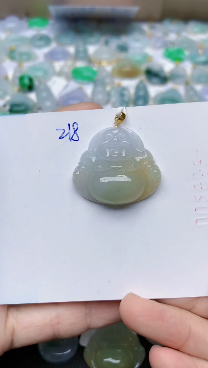 【闪购商品】翡翠颈饰18K金镶嵌天然翡翠A货    