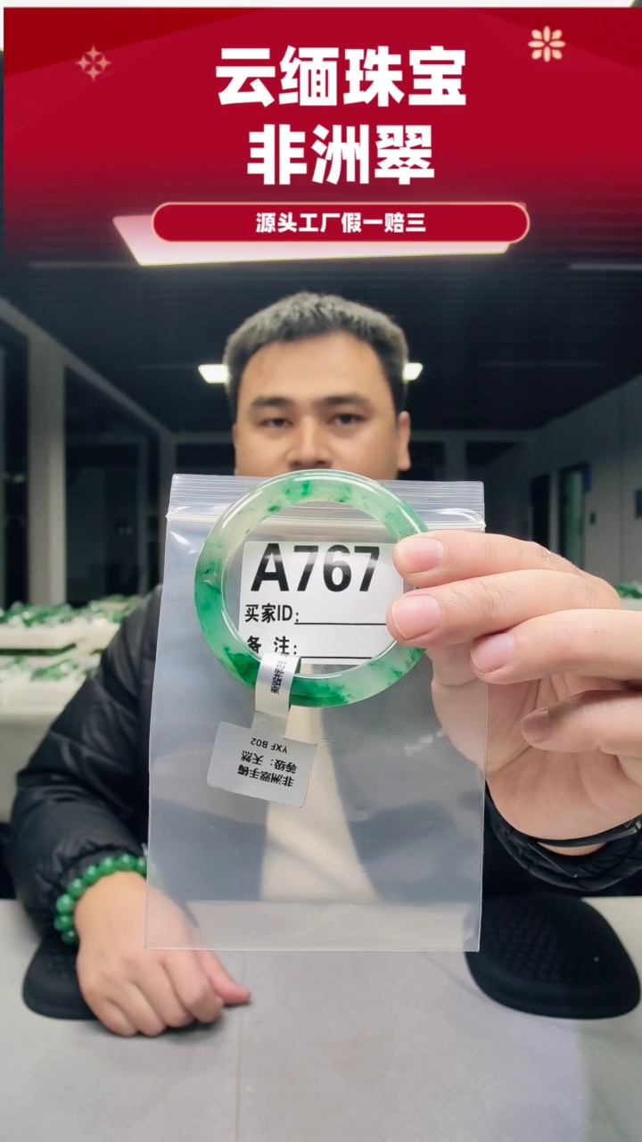 未镶嵌手镯石英质玉（非洲翠）52圈口A767