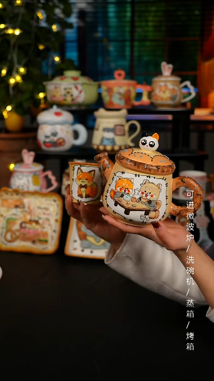 陶瓷无盖款景德镇高温釉下彩纯手绘创意瓷