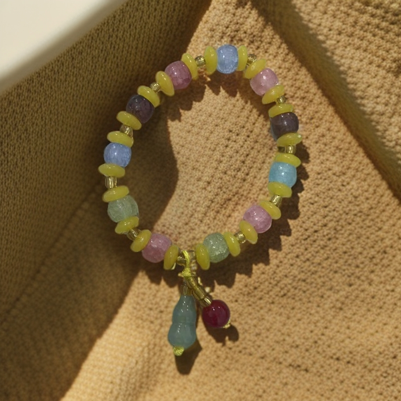 碧玺单圈黄瑙隔片设计精品手串