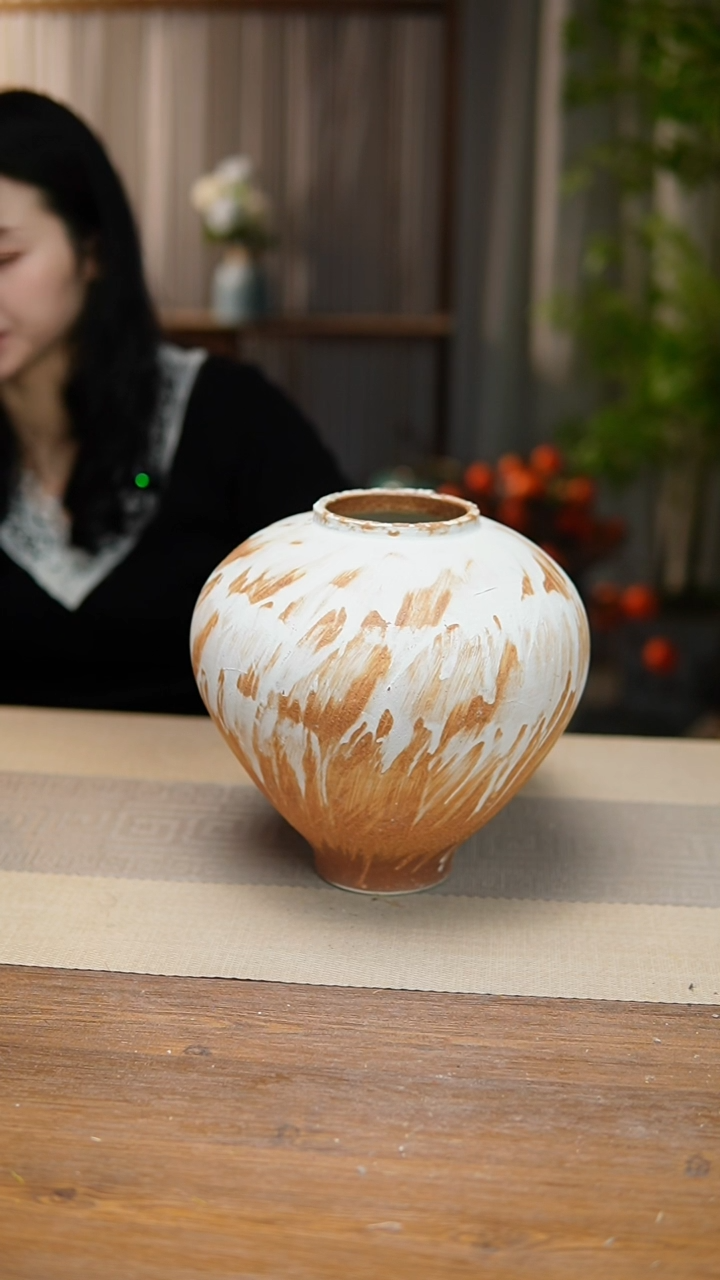 【闪购商品】陶瓷  花器诧寂黄月亮罐