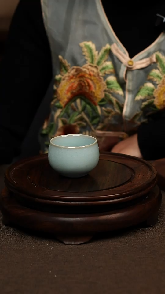 瓷片天青色小禅定杯60ml微瑕不带礼盒
