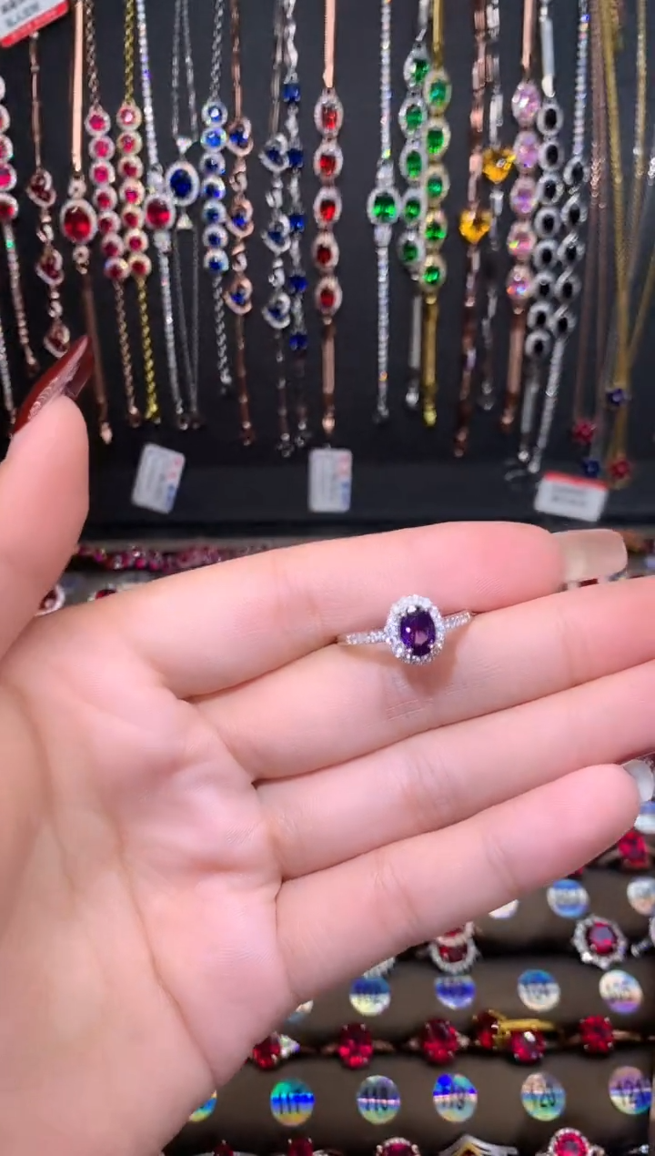 【闪购商品】烟晶戒指银S925镶嵌银色