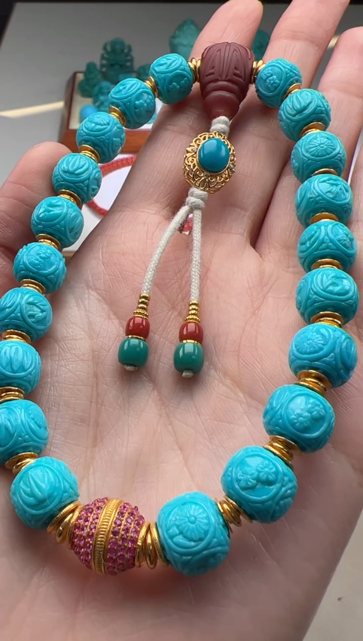 【闪购商品】绿松石手串手串18K金镶嵌手串手串