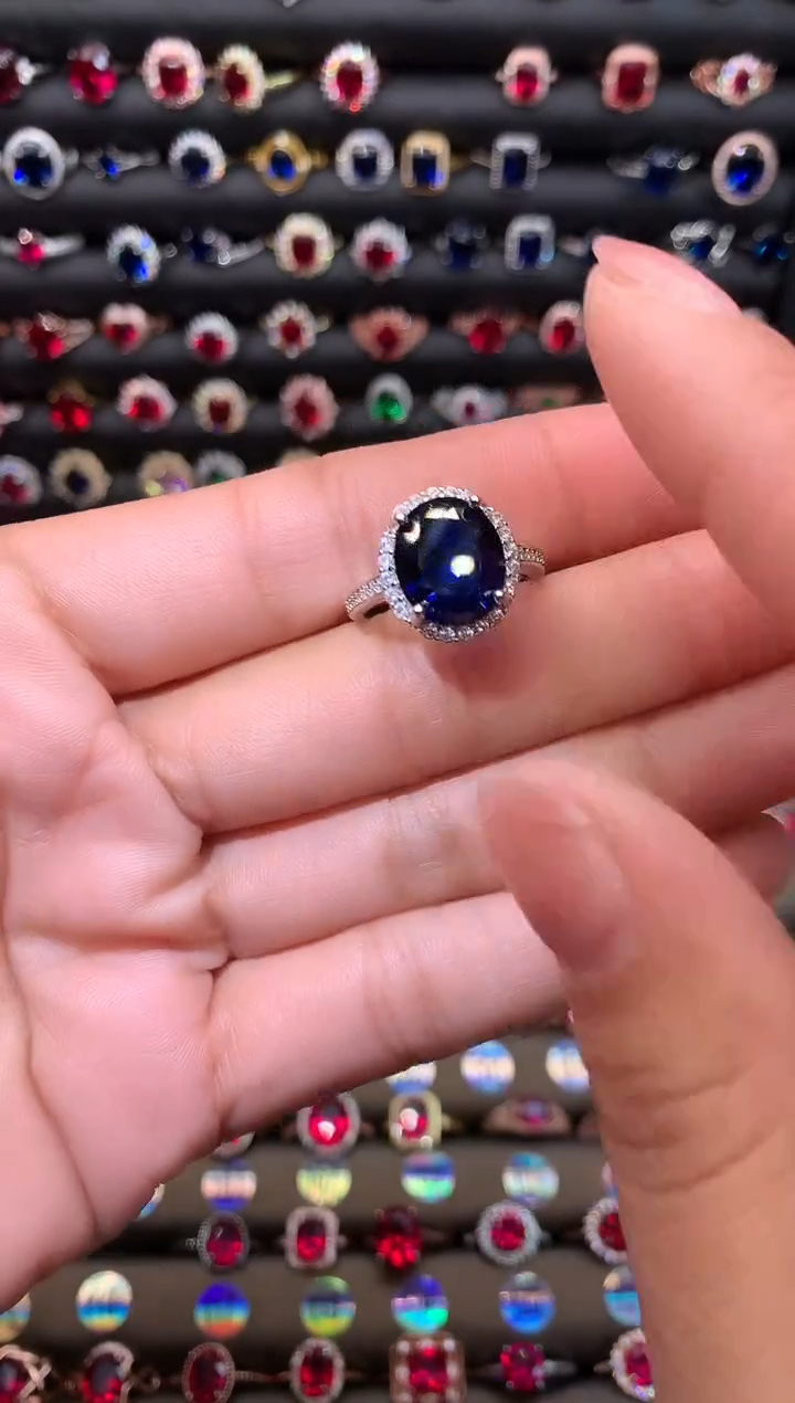 【闪购商品】蓝宝石戒指银S925镶嵌1012