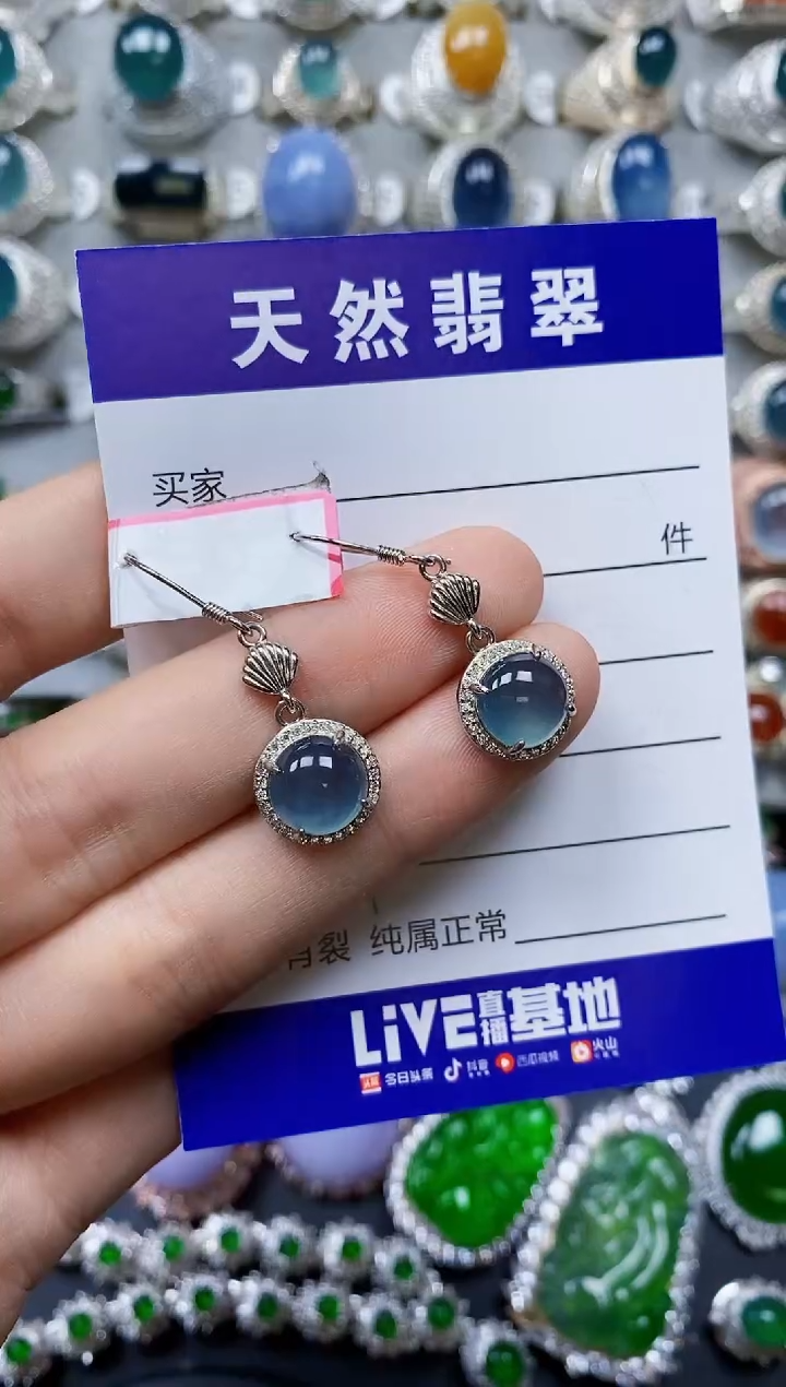 【闪购商品】翡翠耳饰银S925镶嵌0387