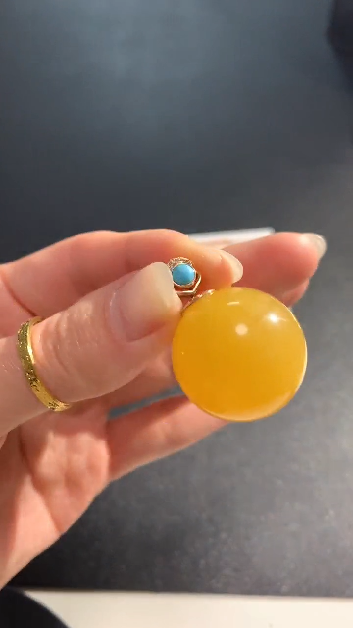 【闪购商品】蜜蜡裸石18K金镶嵌不退不换|