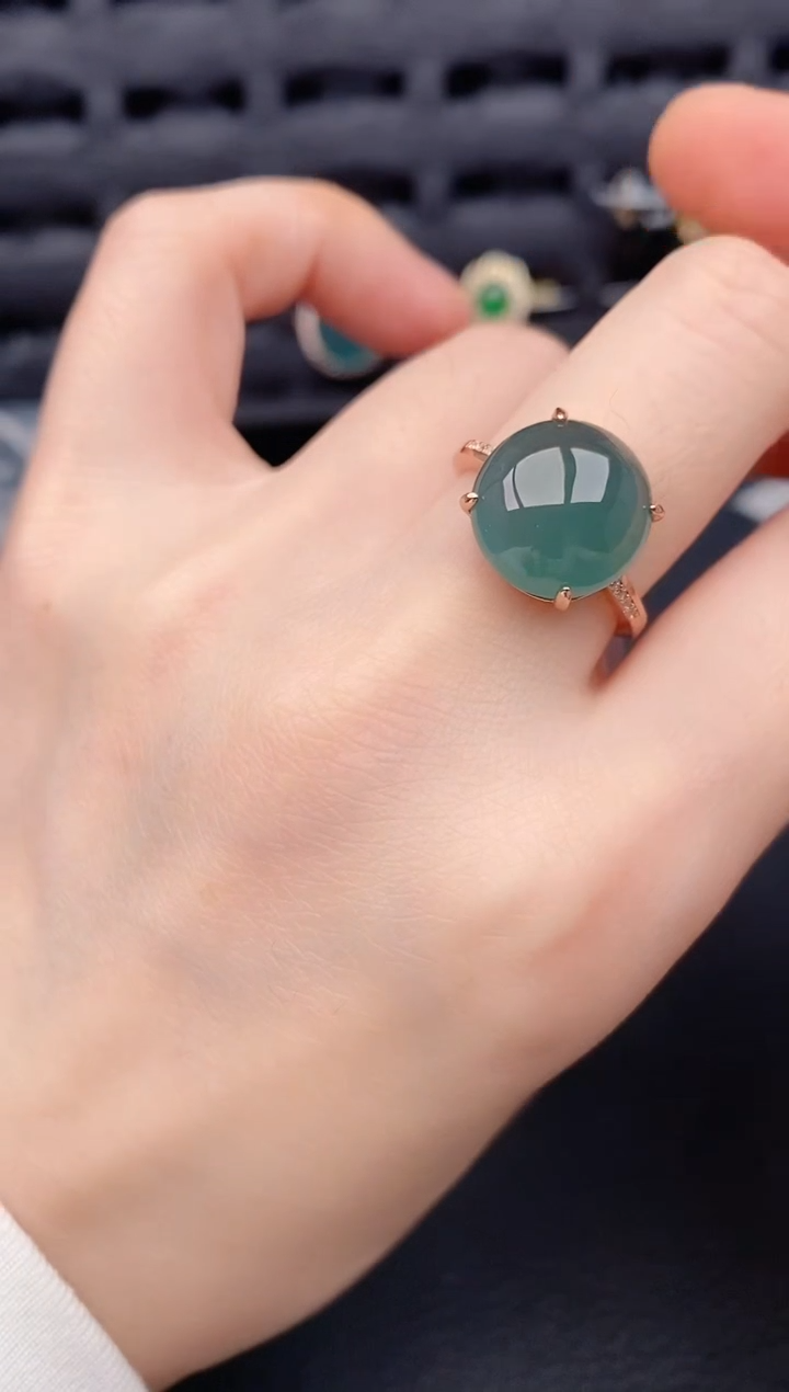 银S925镶嵌戒指翡翠天然a货翡翠370