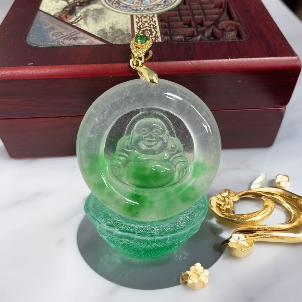 【大喜】果绿花佛圆牌吊坠KSU/WD2528精致吊坠女士多样性发一