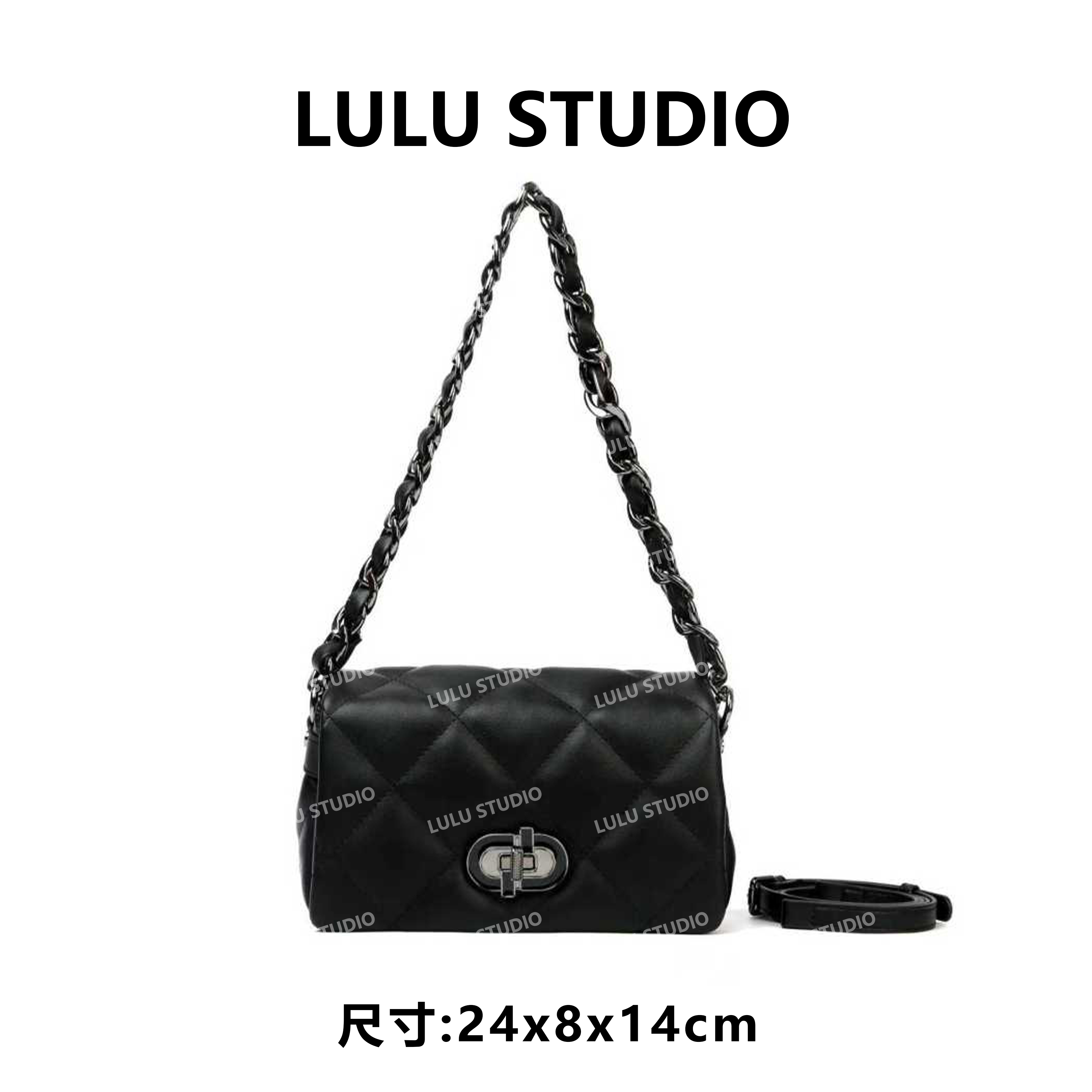 【LULU】SKL-5813-1-黑色RAIN.CUN百搭简约时尚休闲潮流女包