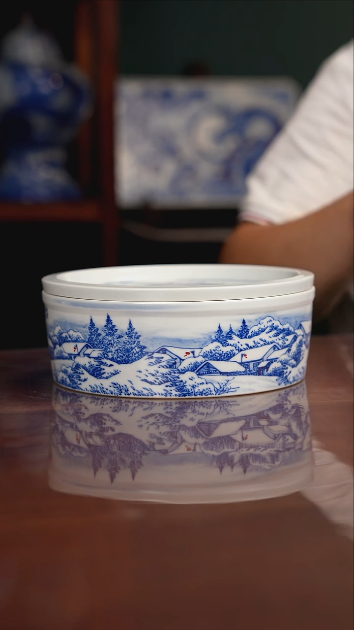 晓月窑青花雪景建水