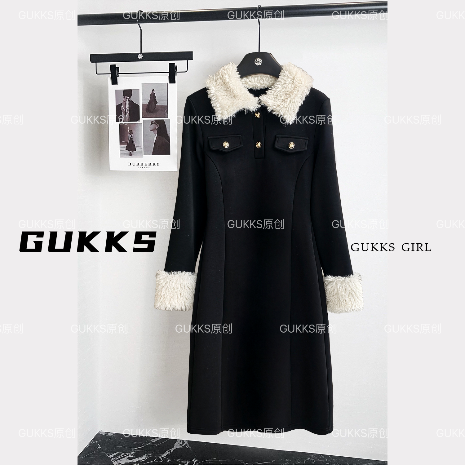 GUKKS/法式赫本风黑色小香风连衣裙高级感超好看气质裙GK857