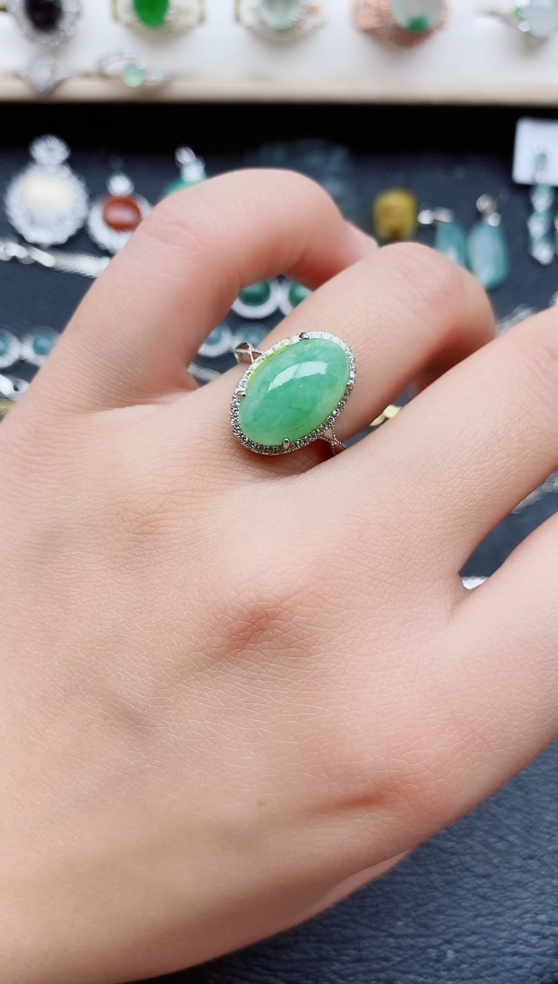 【闪购商品】翡翠戒指银S925镶嵌11111