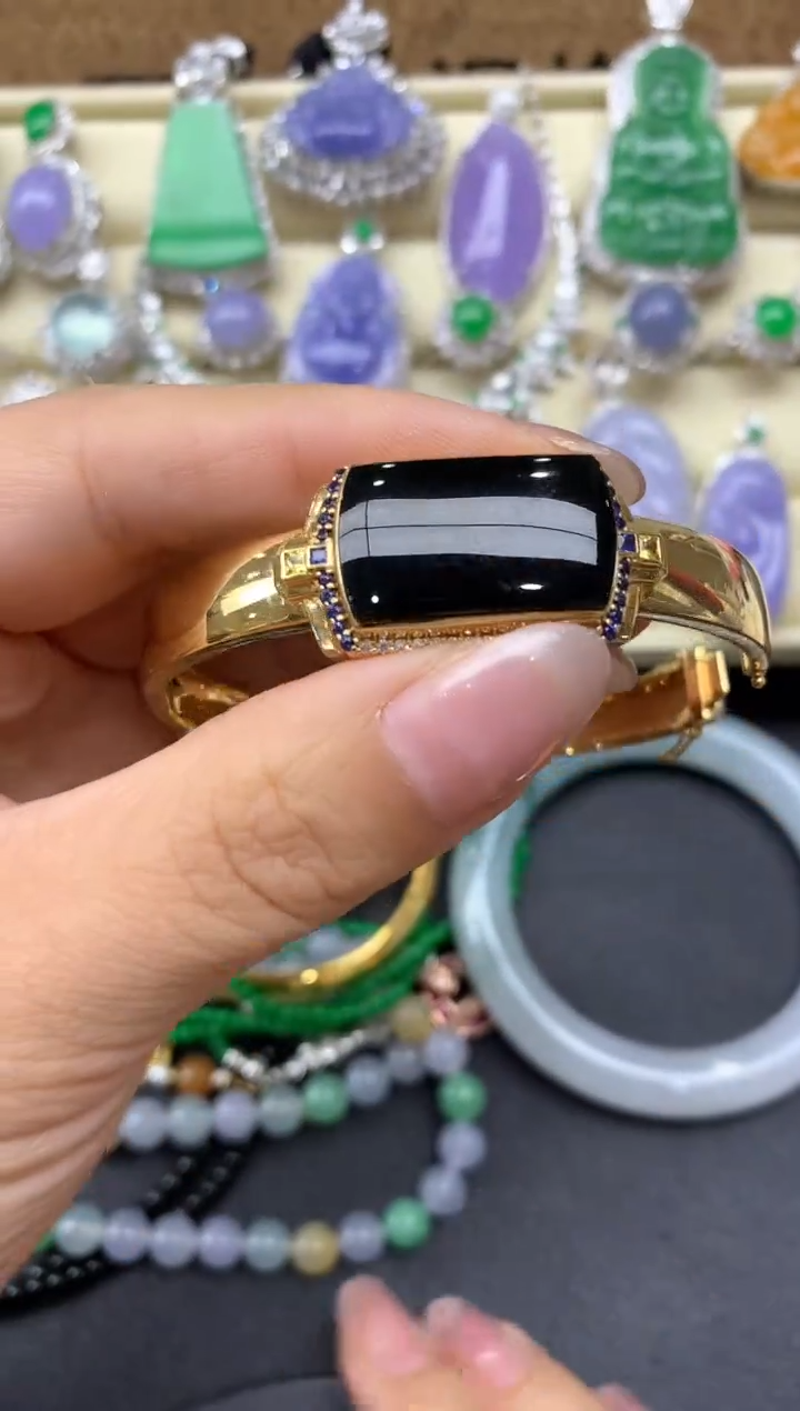 【闪购商品】翡翠手镯18K金镶嵌564-中国好珍宝