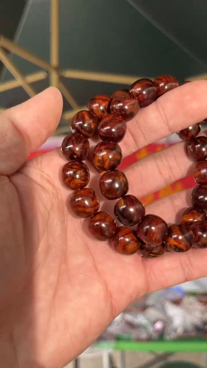 黄花梨/降香黄檀海南黄花梨爆满瘤疤1.2老型珠手串（188）
