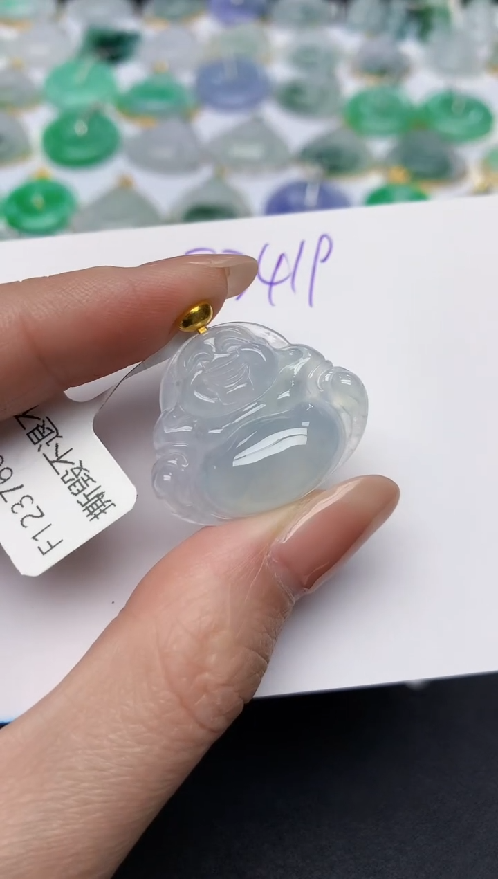 颈饰18K金镶嵌翡翠天然缅甸A货翡翠百元以上9元证书费自理