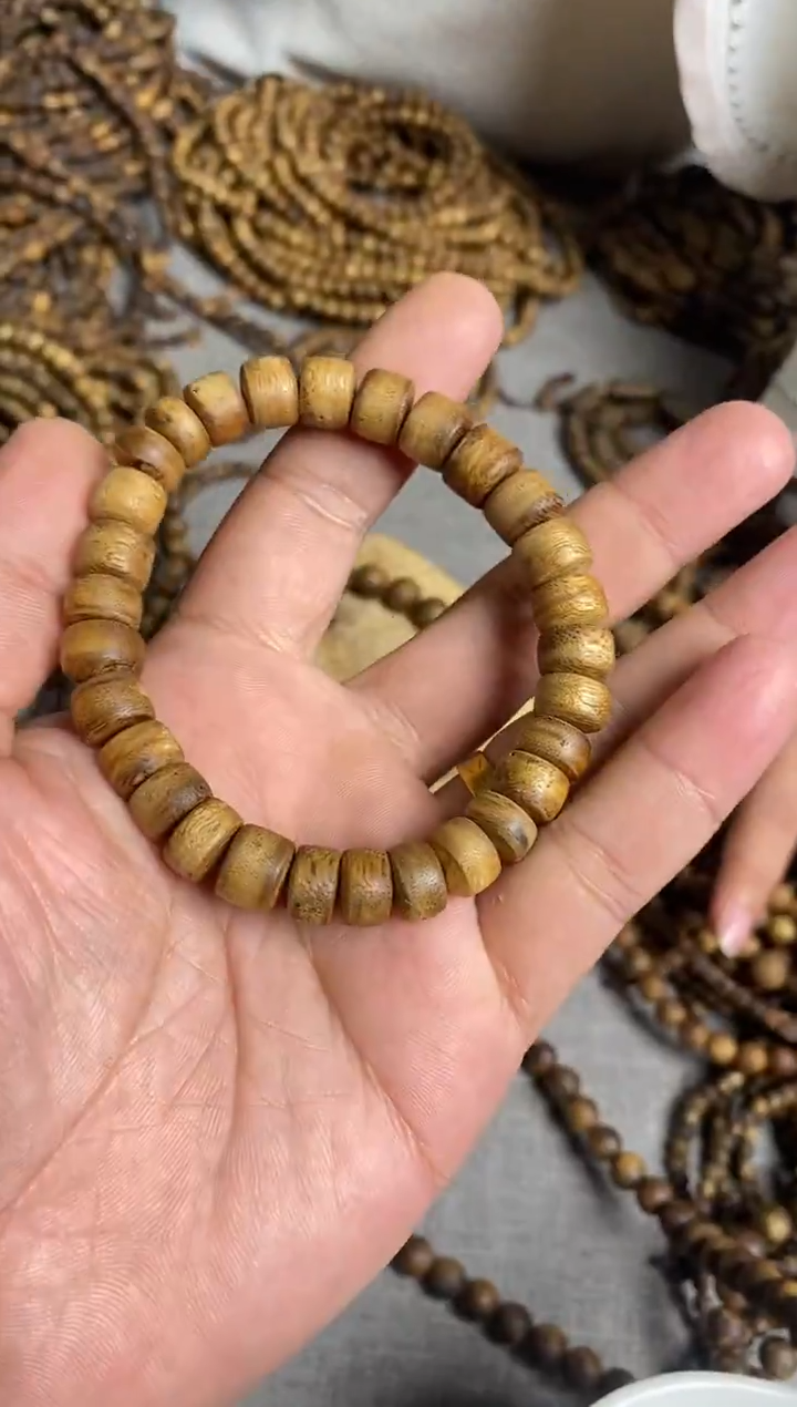 沉香手串原色1.0算盘珠单圈手串多样性发一
