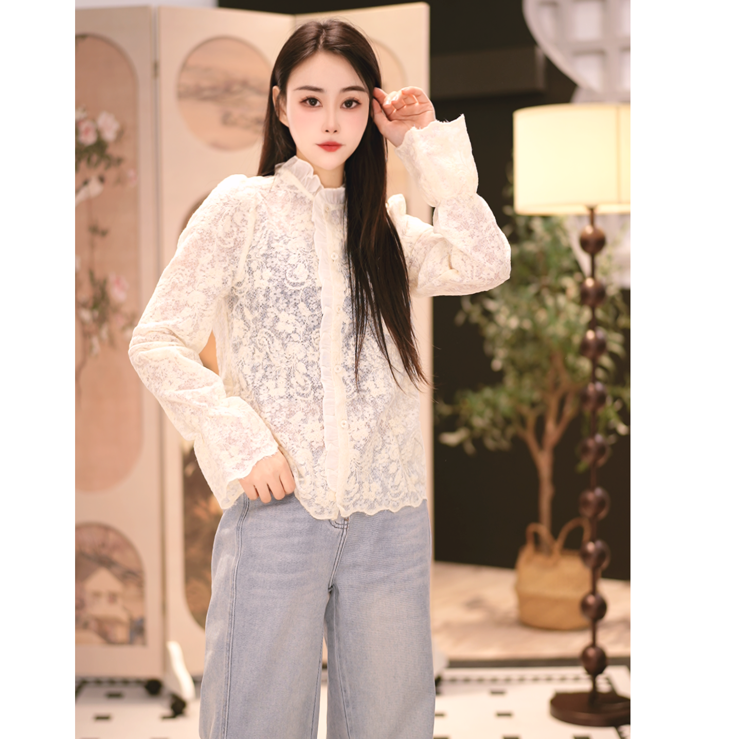 【琴琴专属】新款春季蕾丝高级别致甜美奶乖不扎人上衣减龄漂亮小衫
