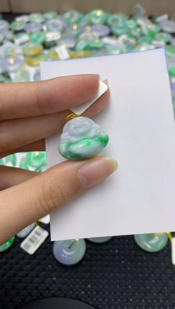 翡翠18K金镶嵌颈饰天然缅甸翡翠A货