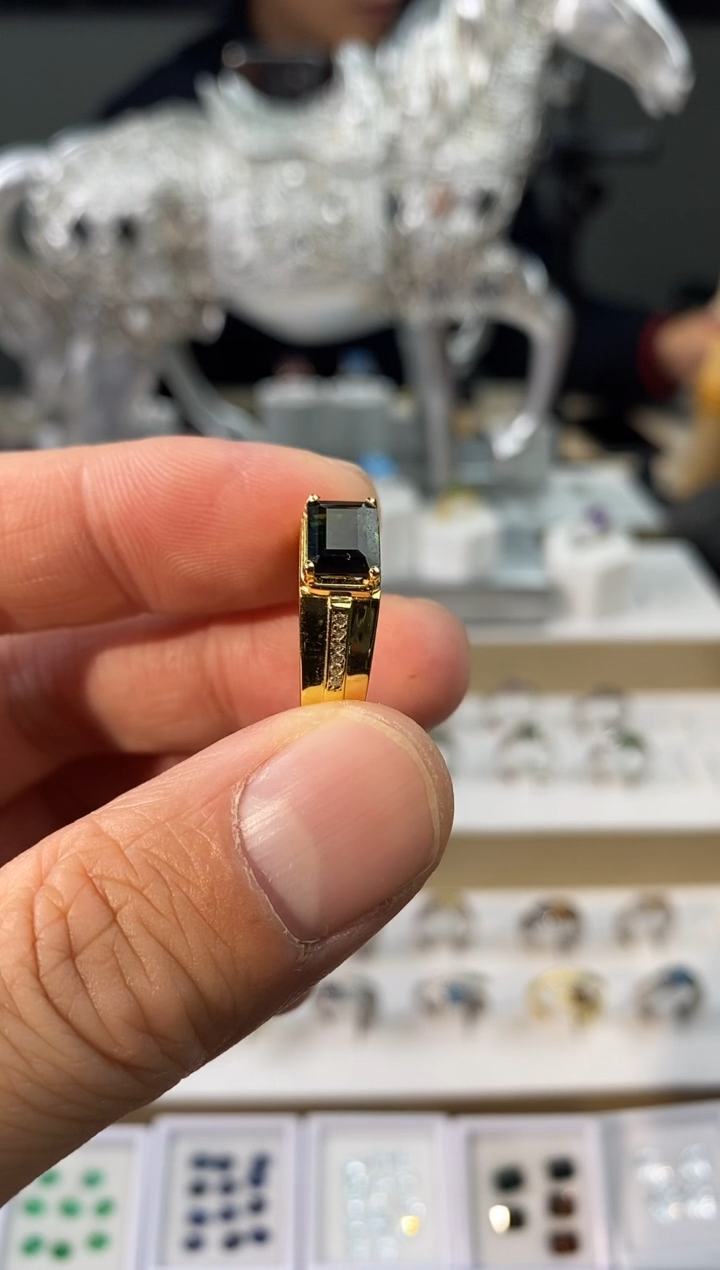 【闪购商品】碧玺戒指银S925镀金镶嵌111111