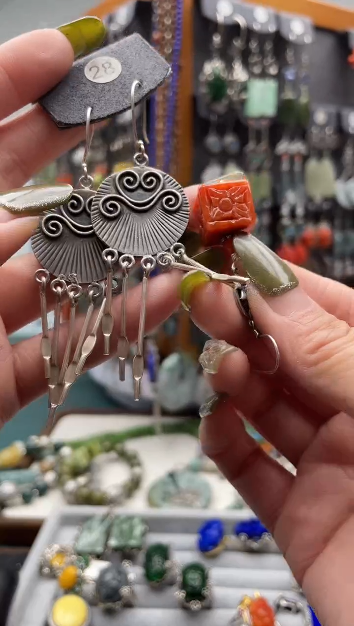 【闪购商品】翡翠耳饰银S925镶嵌饰品