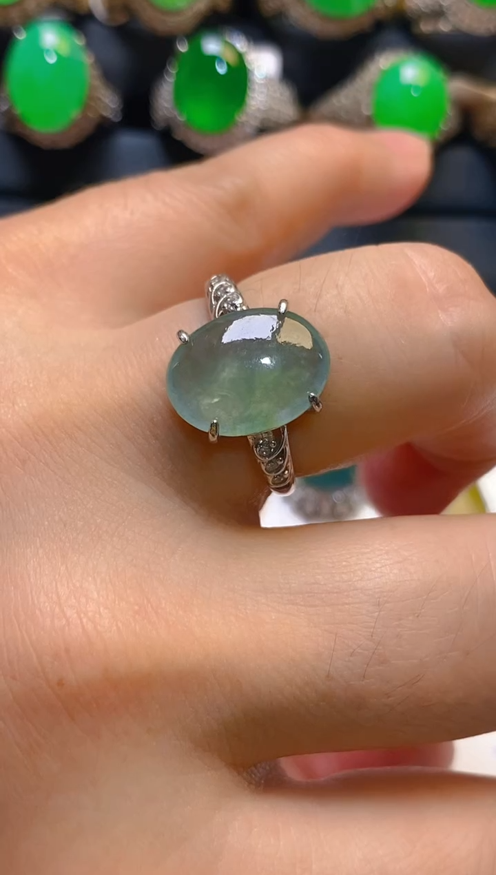 【闪购商品】翡翠耳饰银S925镶嵌天然A货翡翠1