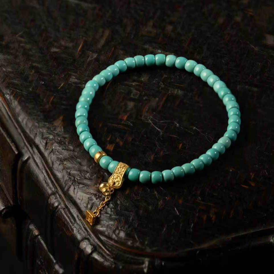 绿松石[福豆]|*绿松石*18K金手串多样性发货（发其一）THH