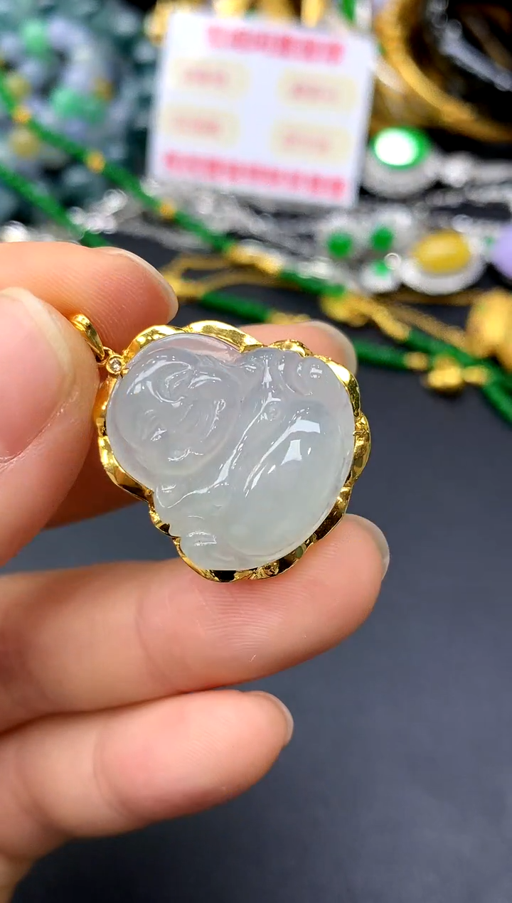 颈饰18K金镶嵌翡翠166-中国好珍宝