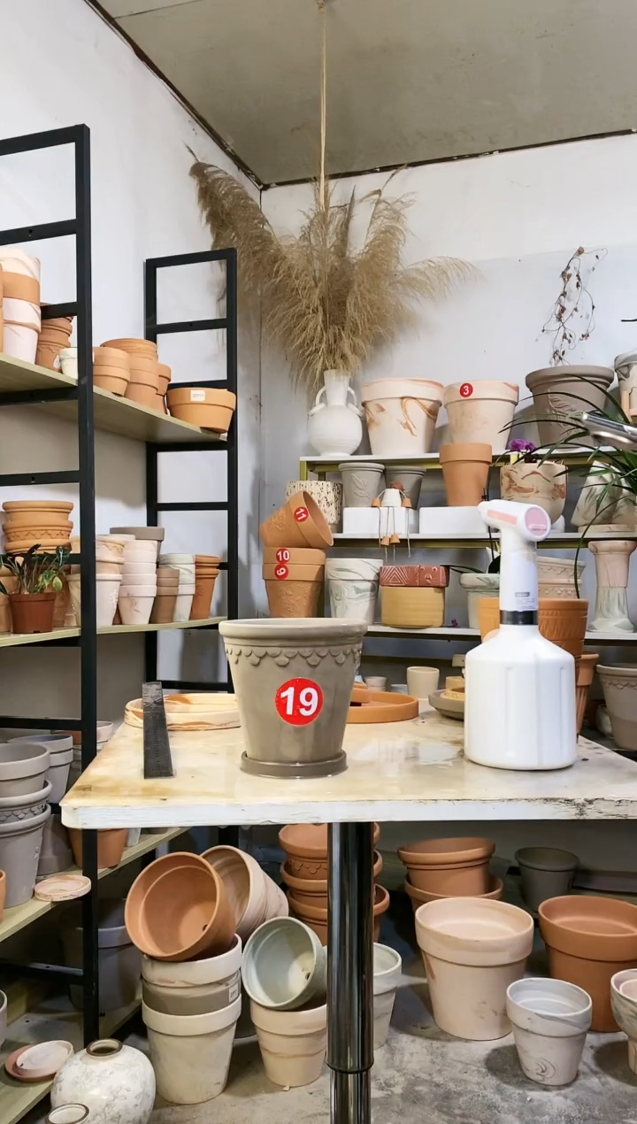 【闪购商品】陶16*15灰陶巴洛克 1盆1托