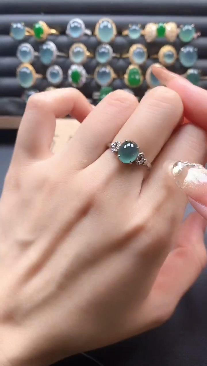 银S925镶嵌戒指翡翠51511
