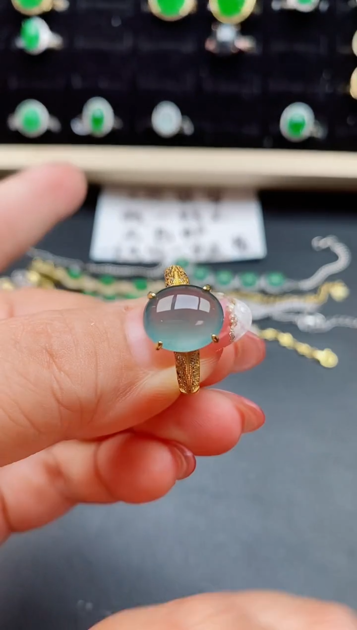 【闪购商品】翡翠戒指银S925镶嵌058500