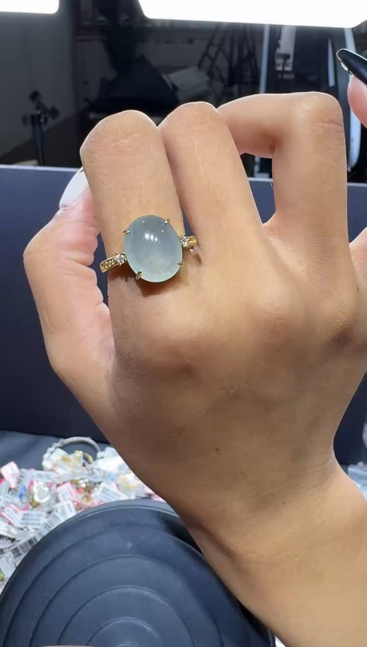 翡翠戒指银S925镶嵌戒指243