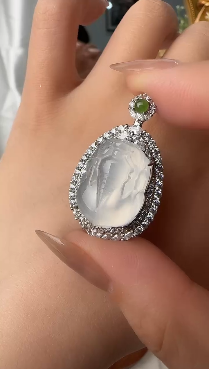 石英质玉银S925镶嵌吊坠(不含链)蚂蚁家貔貅吊坠