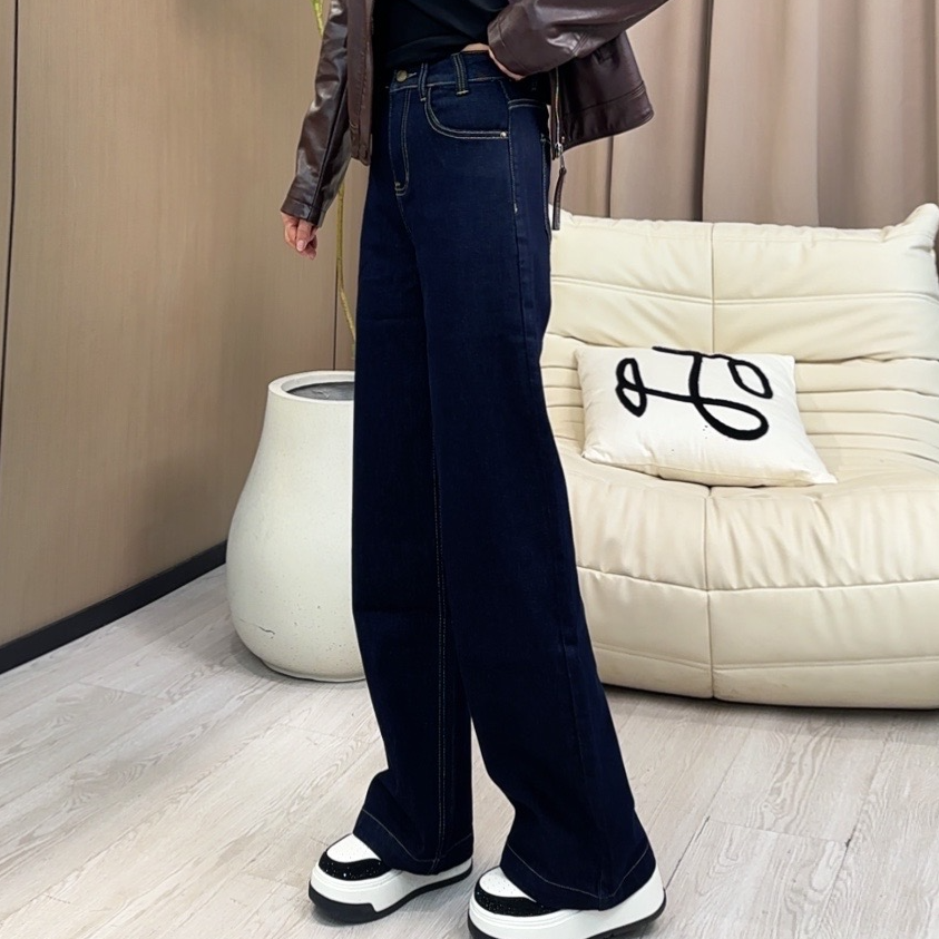 妮子严选冬季一条过冬加厚绒直筒牛仔裤6660-3