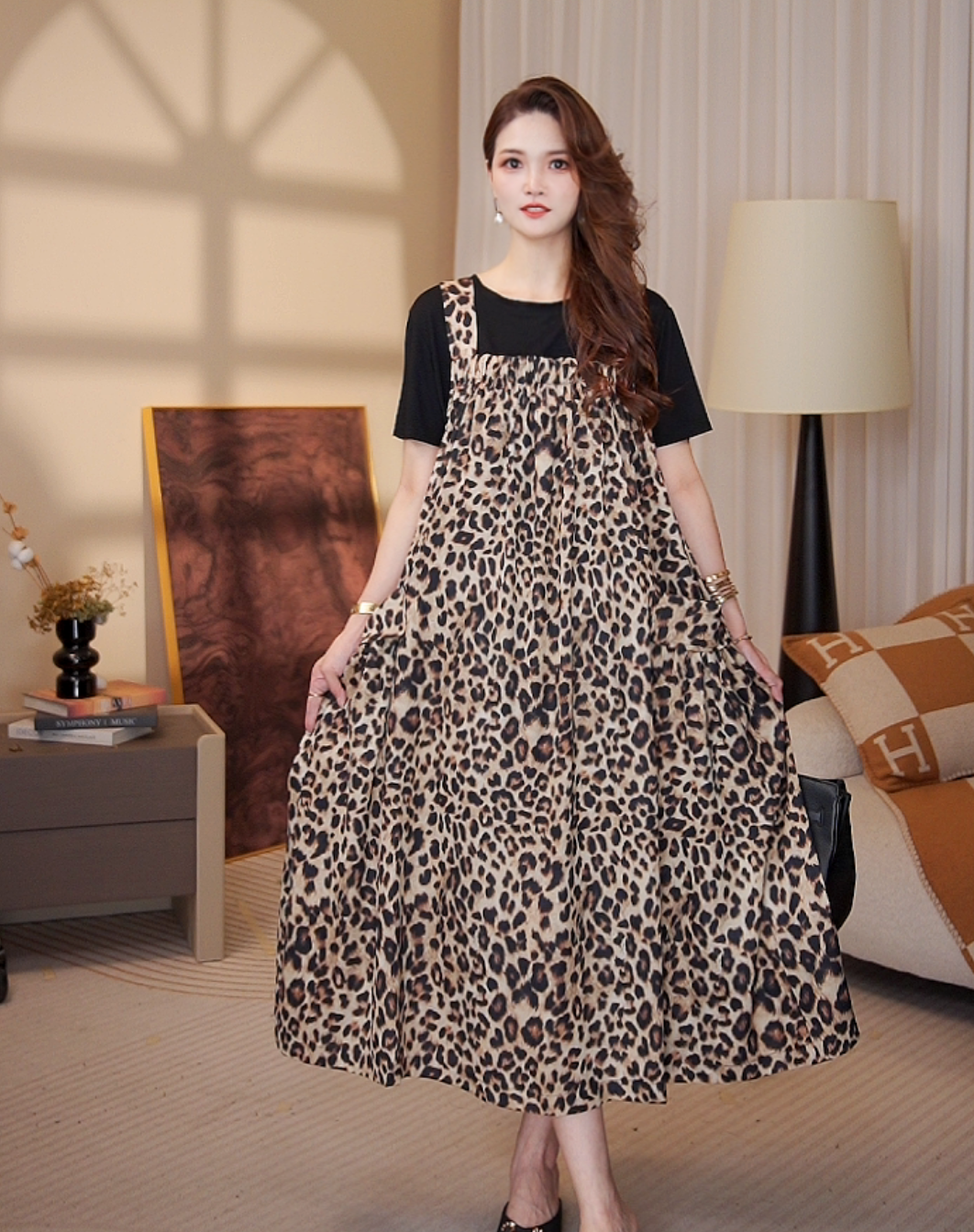 高端品质【珍馐美馔】时尚显瘦高腰背带裙简约风气质套装女1225#