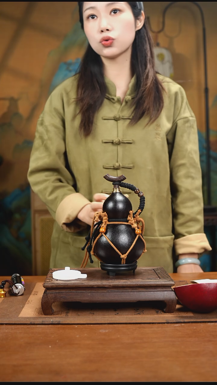 YM059复古网兜款天然酒葫芦（一物一拍）