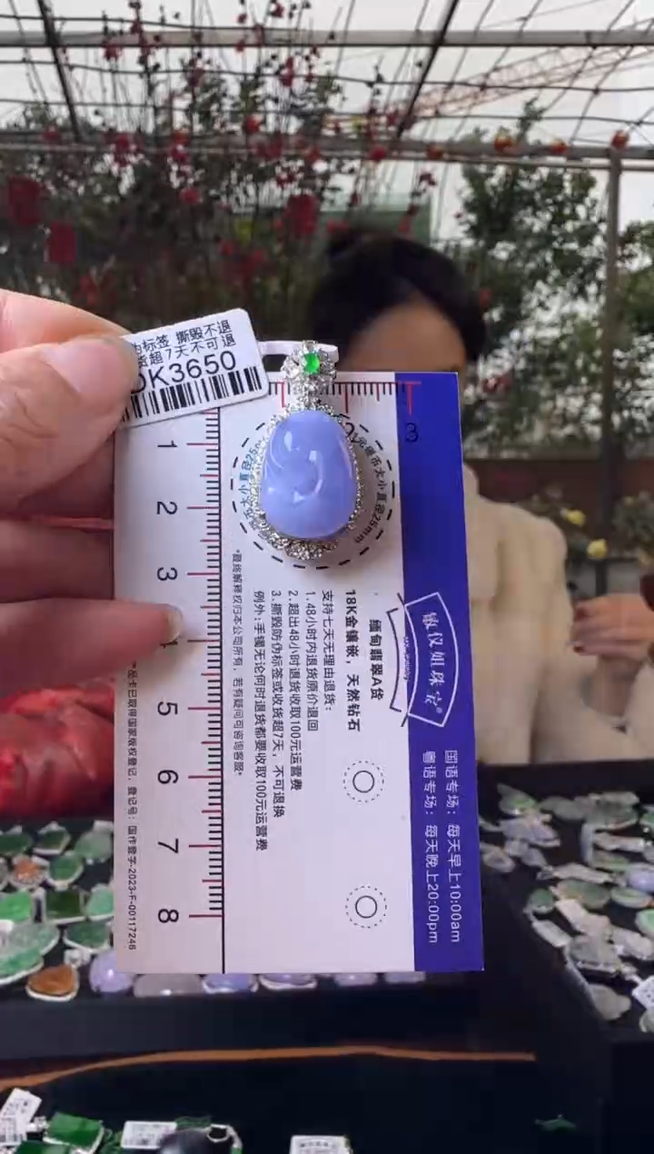 【闪购商品】翡翠颈饰18K金镶嵌DK3650冰紫如意