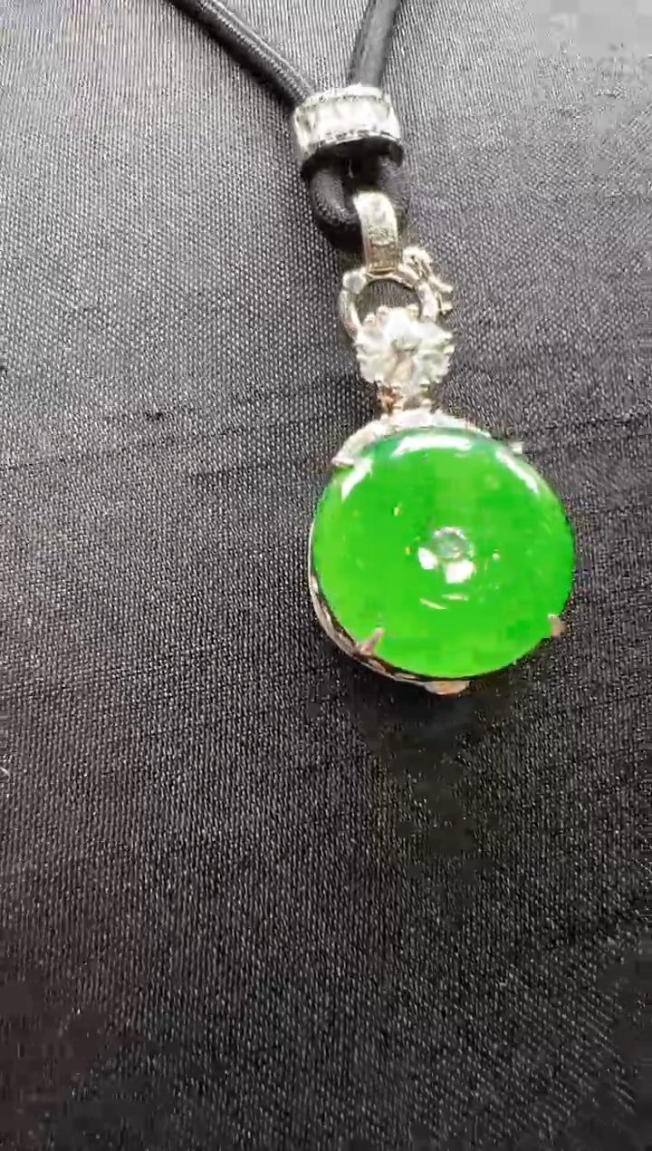 吊坠(不含链)银S925镶嵌翡翠天然A货翡翠多样性发一