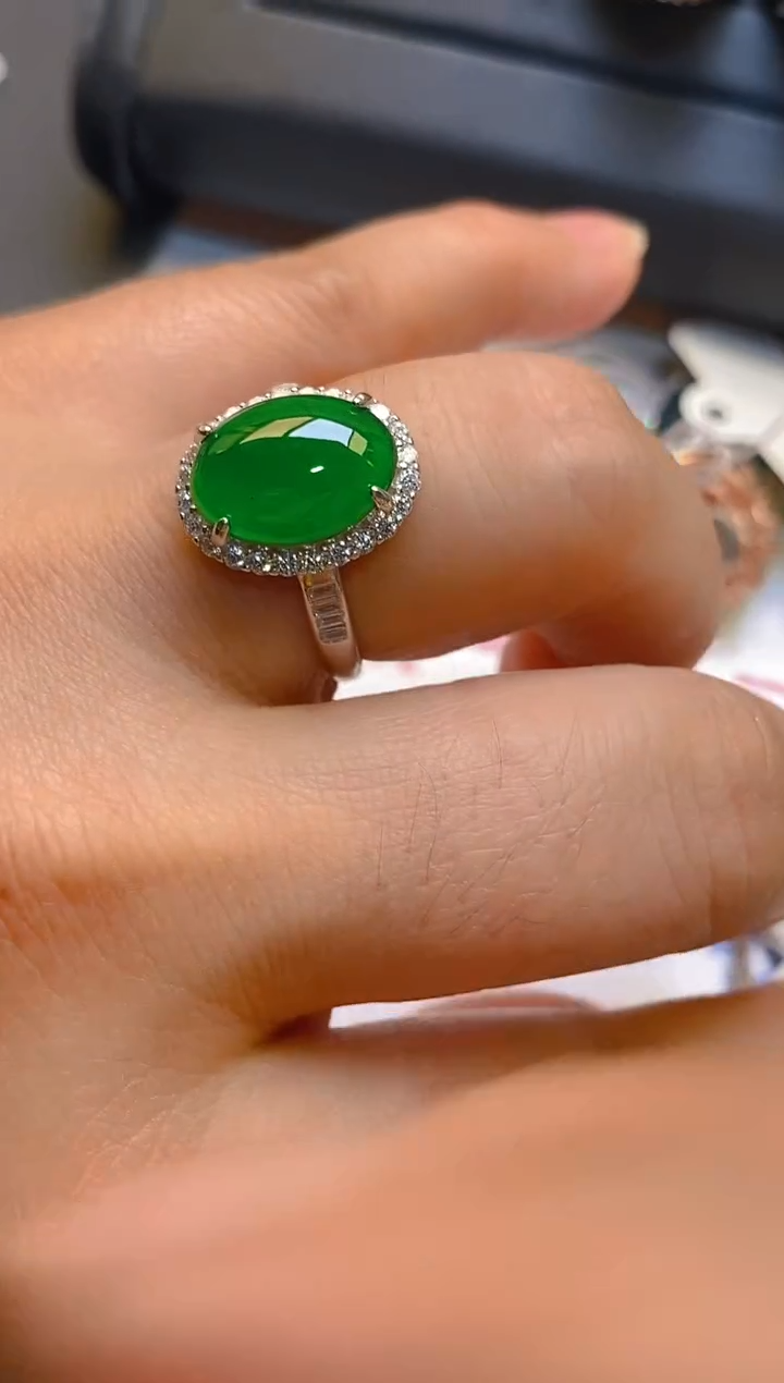 【闪购商品】翡翠耳饰银S925镶嵌天然A货翡翠1