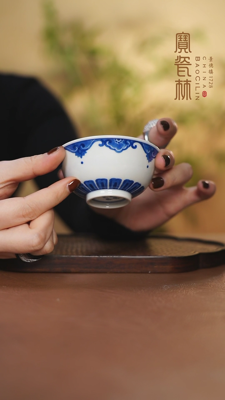 【闪购商品】宝瓷林手绘青花福禄单杯手绘青花 蝠