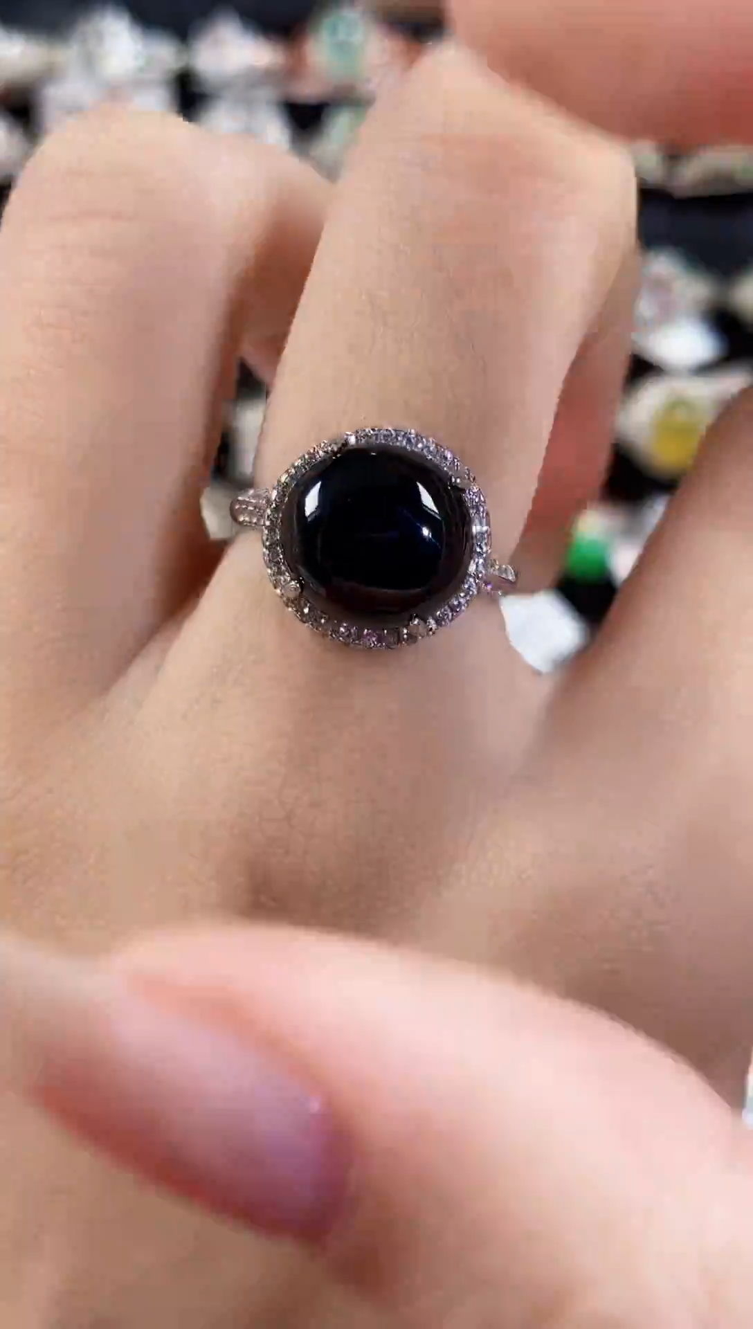 银S925镶嵌戒指翡翠 天然A货翡翠117