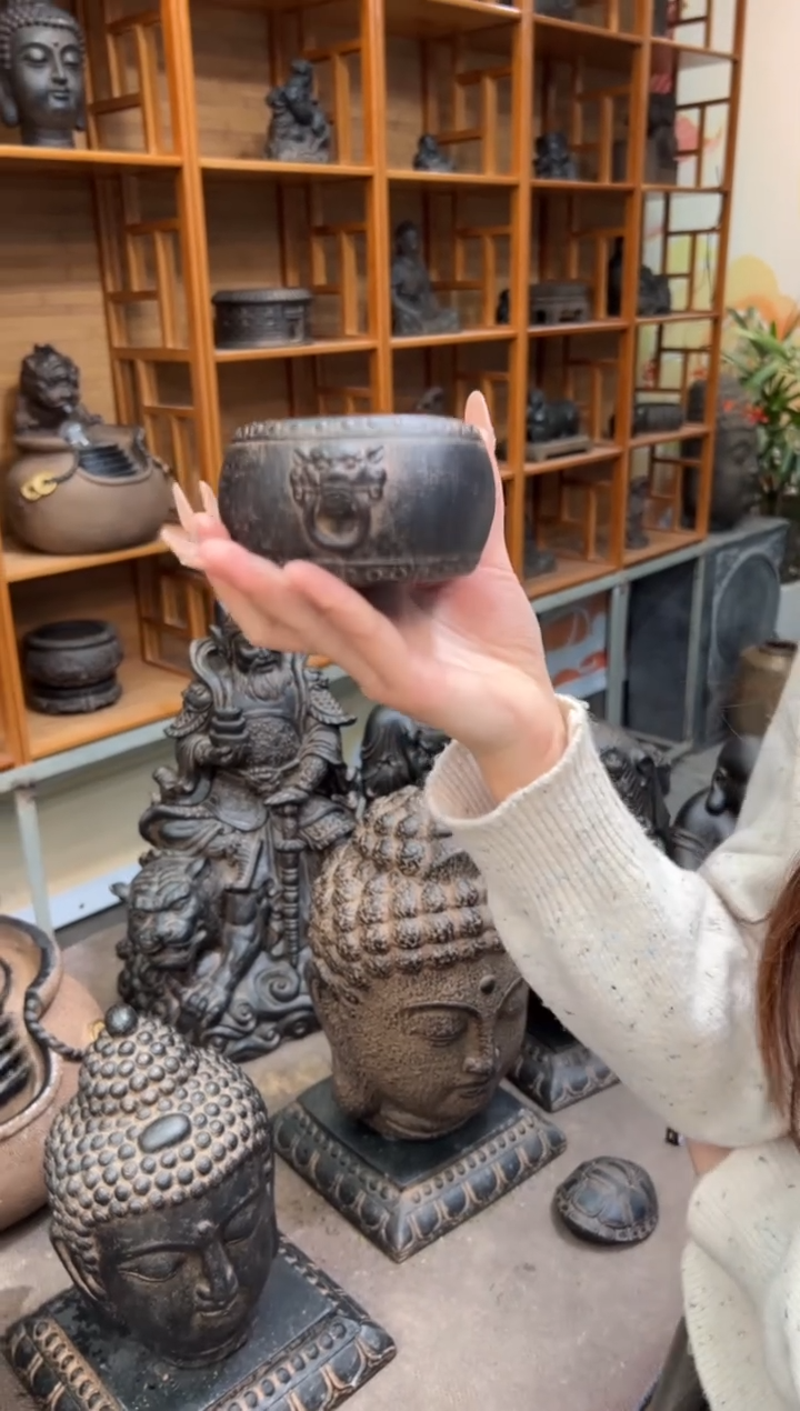 陶土【火山泥】兽头小鼓