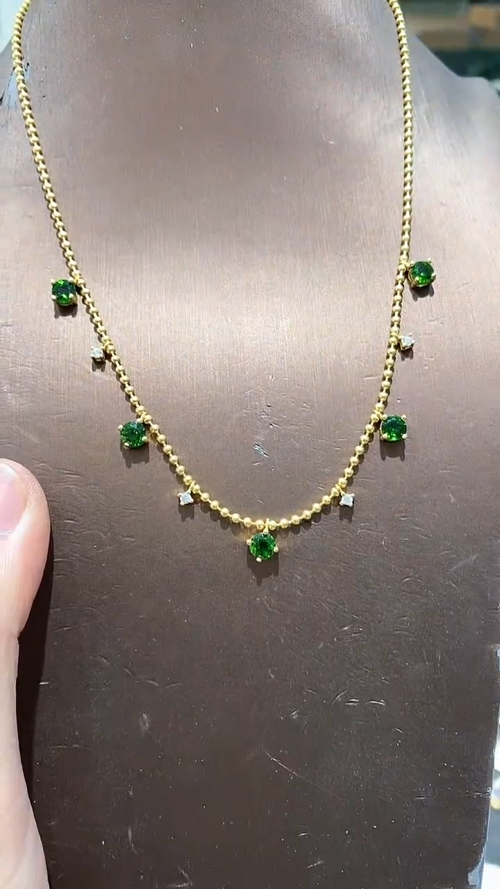【闪购商品】透辉石项链银S925镶嵌项链